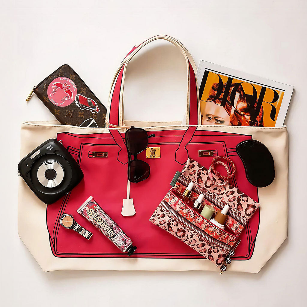 Miami Canvas Shopper in Pink mit Accessoires