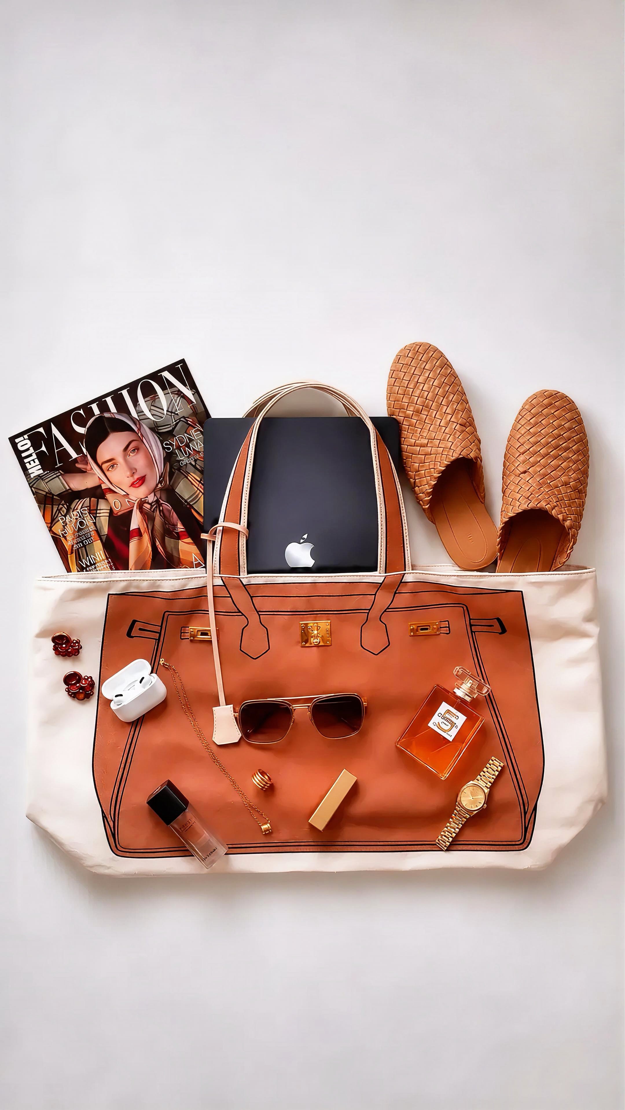 Bemoua Ibiza Canvas Shopper in Cappuccino - große Tasche mit viel Stauraum
